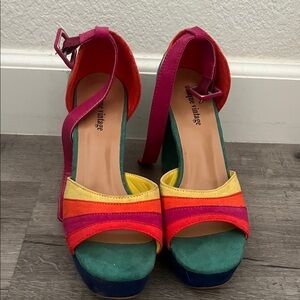 Unique Vintage Colorful Strappy Heels